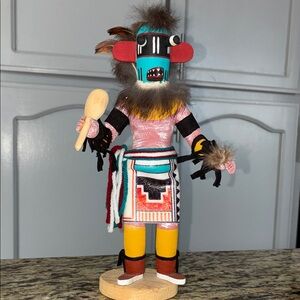 Vintage- Vibrant Turquoise and Red Kachina Doll